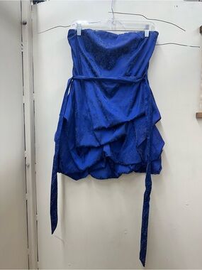 Royal Blue Strapless Draped Dress